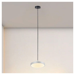 Trade Shop - Lampadario A Sospensione Led 40w Argento Cerchio Tondo Moderno Minimal Luce 4000k 32934         