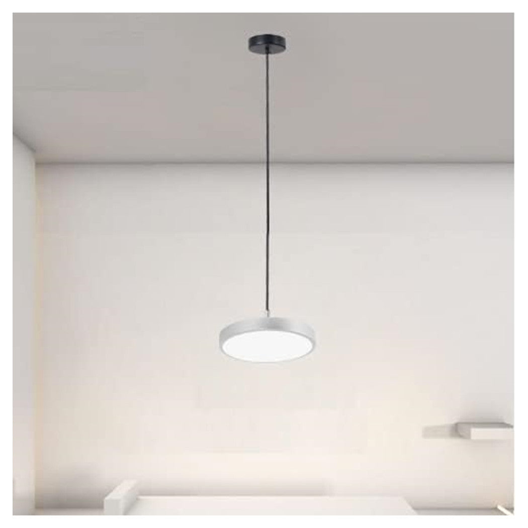 Trade Shop - Lampadario A Sospensione Led 40w Argento Cerchio Tondo Moderno Minimal Luce 6500k 32941         