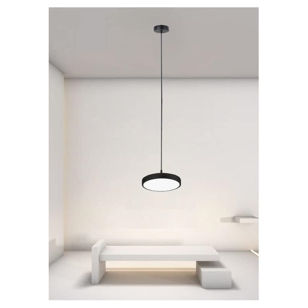 Trade Shop - Lampadario A Sospensione Led 40w Nero Cerchio Tondo Moderno Minimal Luce 6500k 32903         