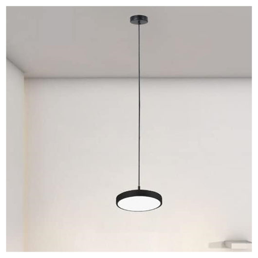 Trade Shop - Lampadario A Sospensione Led 40w Nero Cerchio Tondo Moderno Minimal Luce 6500k 32903         