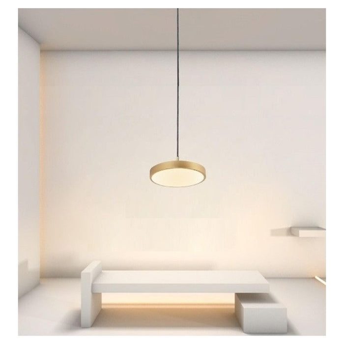Trade Shop - Lampadario A Sospensione Led 40w Oro Cerchio Tondo Moderno Minimal Luce 4000k 32910         