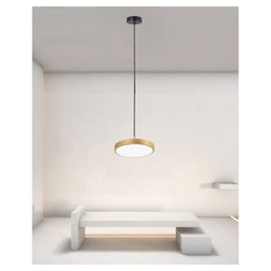 Trade Shop - Lampadario A Sospensione Led 40w Oro Cerchio Tondo Moderno Minimal Luce 6500k 32927         