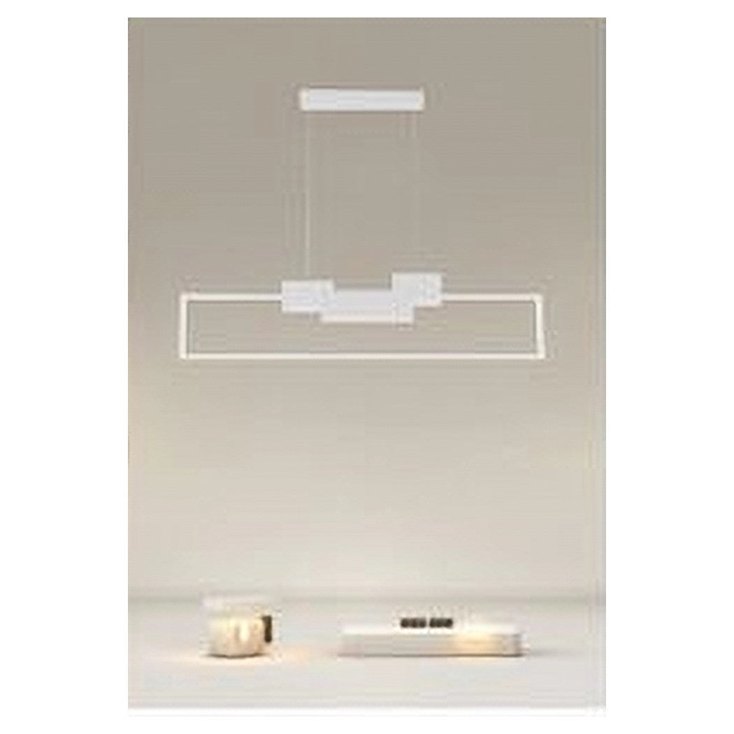 Trade Shop - Lampadario A Sospensione Led 42w Rettangolare Design Moderno Bianco Luce Fredda 71578         