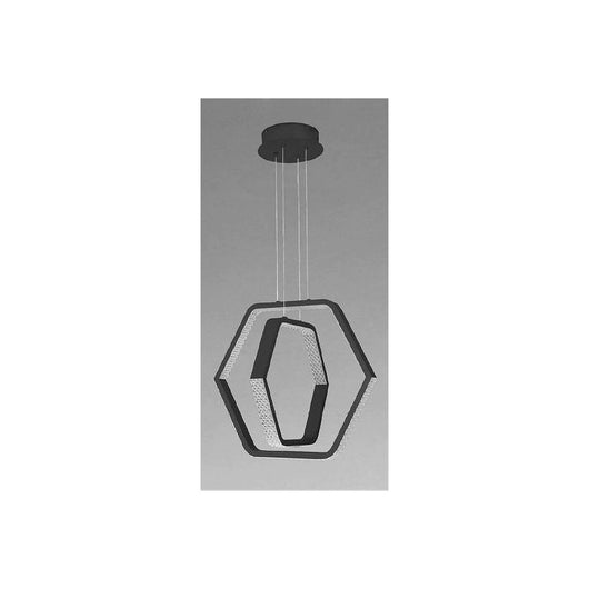 Trade Shop - Lampadario A Sospensione Led 48 W Esagonale Effetto Cristallo Moderno Nero 31845 -