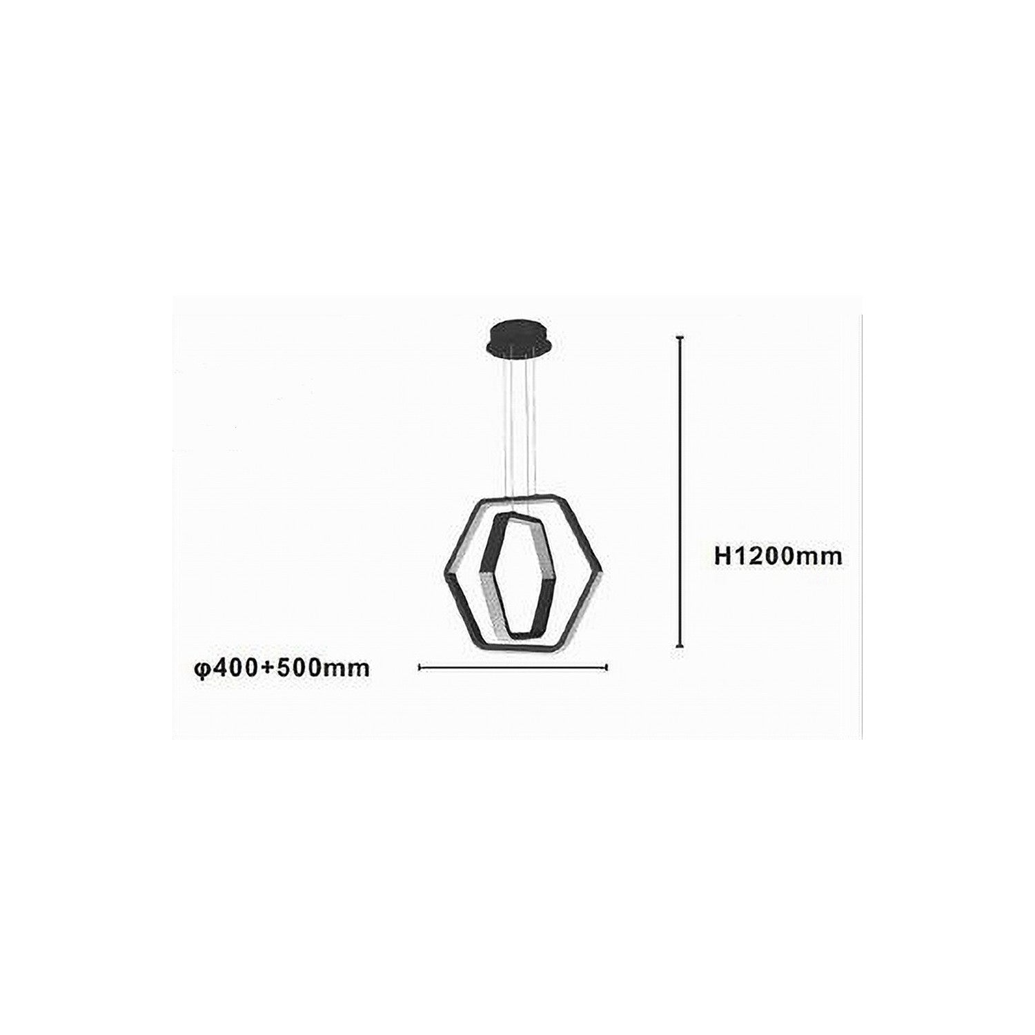 Trade Shop - Lampadario A Sospensione Led 48 W Esagonale Effetto Cristallo Moderno Nero 31845 -