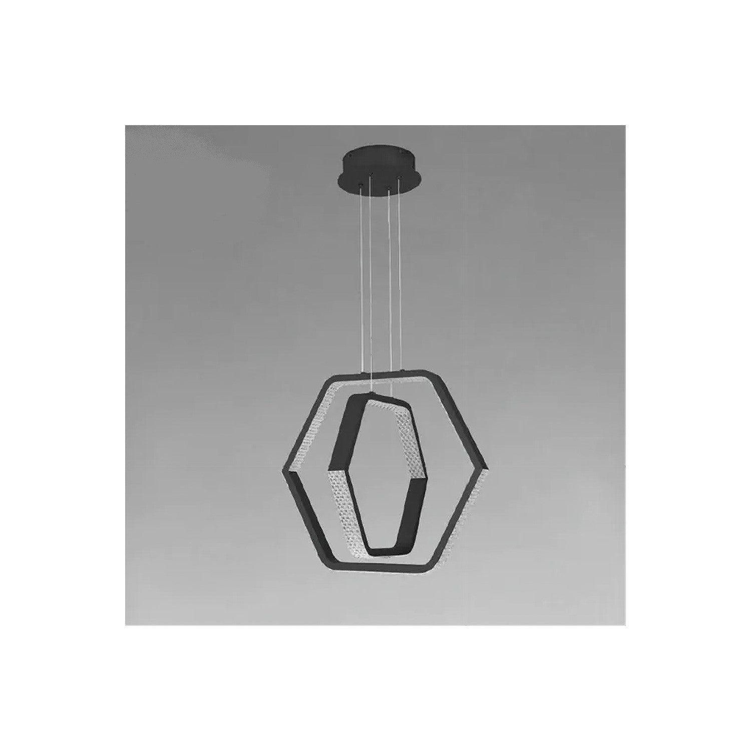 Trade Shop - Lampadario A Sospensione Led 48 W Esagonale Effetto Cristallo Moderno Nero 31845 -