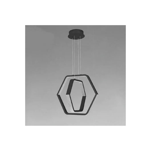 Trade Shop - Lampadario A Sospensione Led 48 W Esagonale Effetto Cristallo Moderno Nero 31845 -