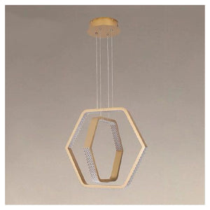 Trade Shop - Lampadario A Sospensione Led 48 W Esagonale Effetto Cristallo Moderno Oro 31852 -