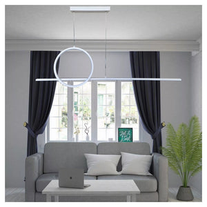 Trade Shop - Lampadario A Sospensione Led 48w Design Cerchio Linea Moderno Bianco Ip20 Lampada 01189         