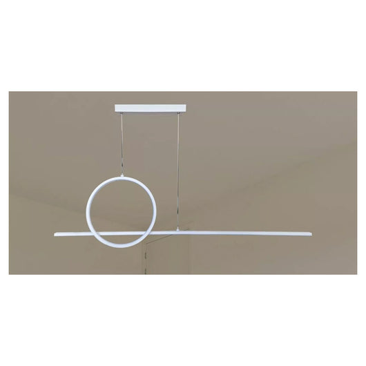 Trade Shop - Lampadario A Sospensione Led 48w Design Cerchio Linea Moderno Bianco Ip20 Lampada 01189         