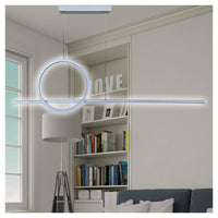 Trade Shop - Lampadario A Sospensione Led 48w Design Cerchio Linea Moderno Bianco Ip20 Lampada 01189         