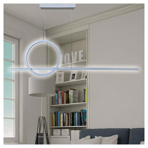 Trade Shop - Lampadario A Sospensione Led 48w Design Cerchio Linea Moderno Bianco Ip20 Lampada 01189         