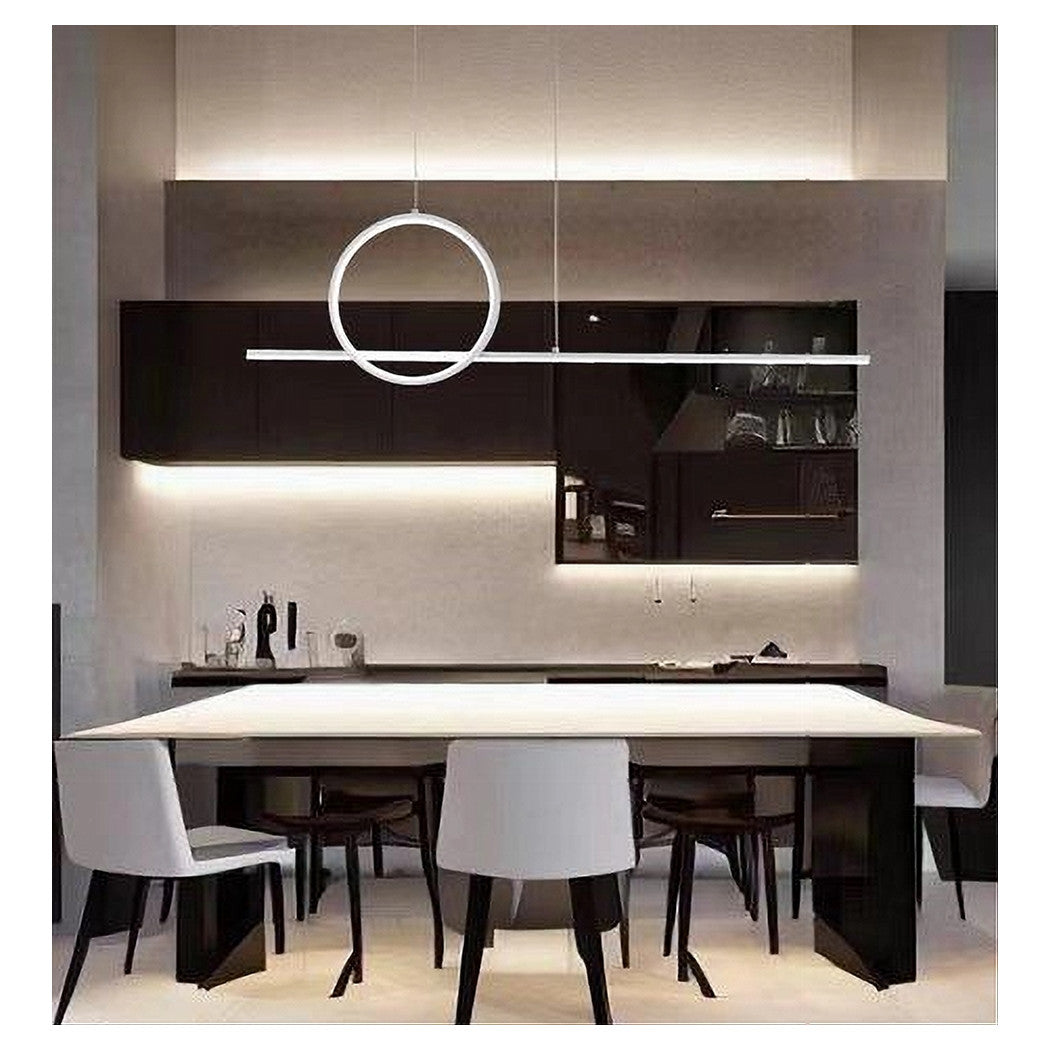 Trade Shop - Lampadario A Sospensione Led 48w Design Cerchio Linea Moderno Bianco Ip20 Lampada 01189         