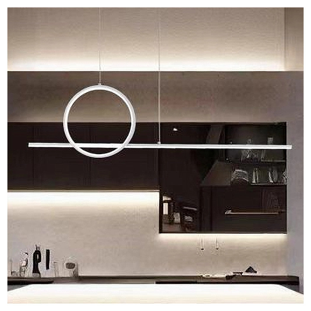 Trade Shop - Lampadario A Sospensione Led 48w Design Cerchio Linea Moderno Bianco Ip20 Lampada 01189         