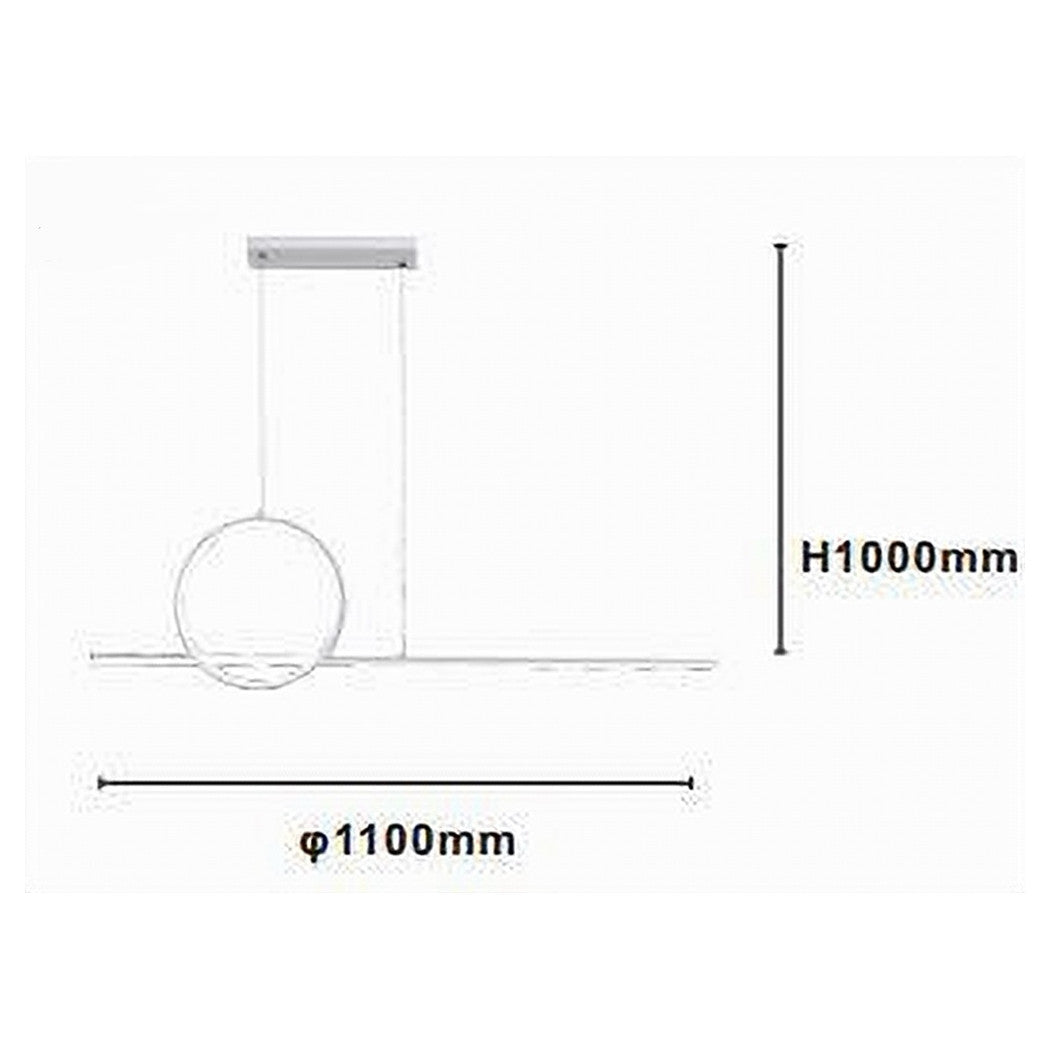 Trade Shop - Lampadario A Sospensione Led 48w Design Cerchio Linea Moderno Bianco Ip20 Lampada 01189         