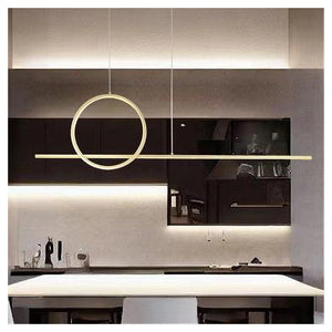 Trade Shop - Lampadario A Sospensione Led 48w Design Cerchio Linea Oro Ip20 Cucina Luce 4000k 33573         