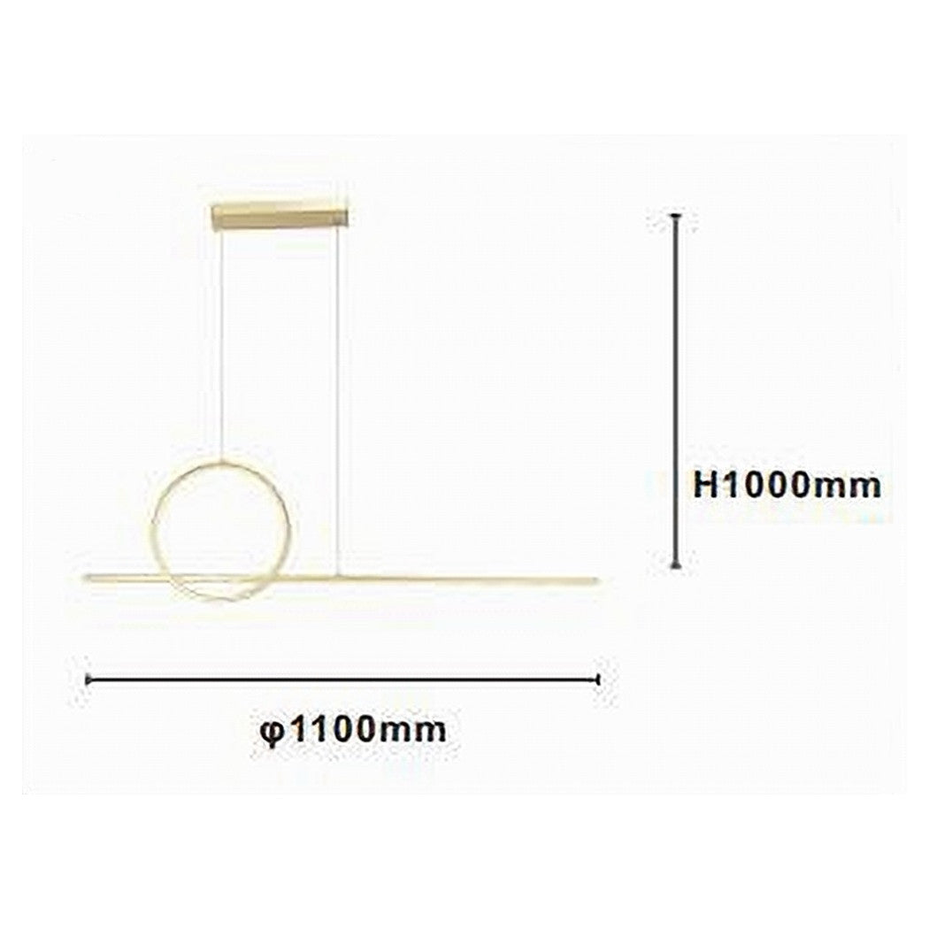 Trade Shop - Lampadario A Sospensione Led 48w Design Cerchio Linea Oro Ip20 Cucina Luce 4000k 33573         