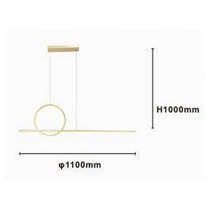 Trade Shop - Lampadario A Sospensione Led 48w Design Cerchio Linea Oro Ip20 Cucina Luce 4000k 33573         