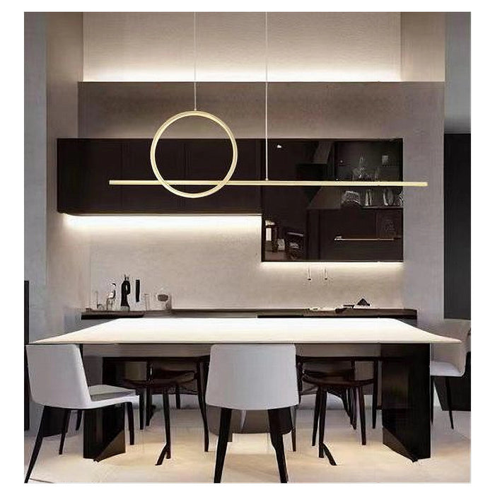 Trade Shop - Lampadario A Sospensione Led 48w Design Cerchio Linea Oro Ip20 Cucina Luce 4000k 33573         