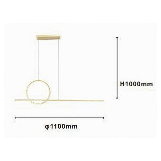 Trade Shop - Lampadario A Sospensione Led 48w Design Cerchio Linea Oro Ip20 Cucina Luce 6500k 33566         