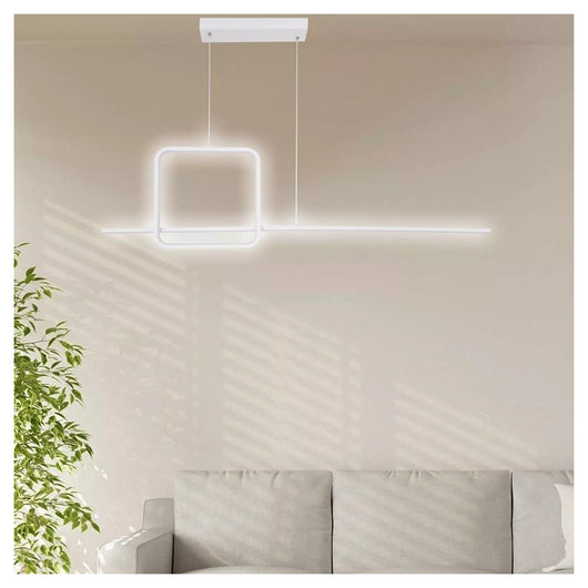 Trade Shop - Lampadario A Sospensione Led 48w Design Quadrato Linea Bianco Ip20 Luce 4000k 33559         