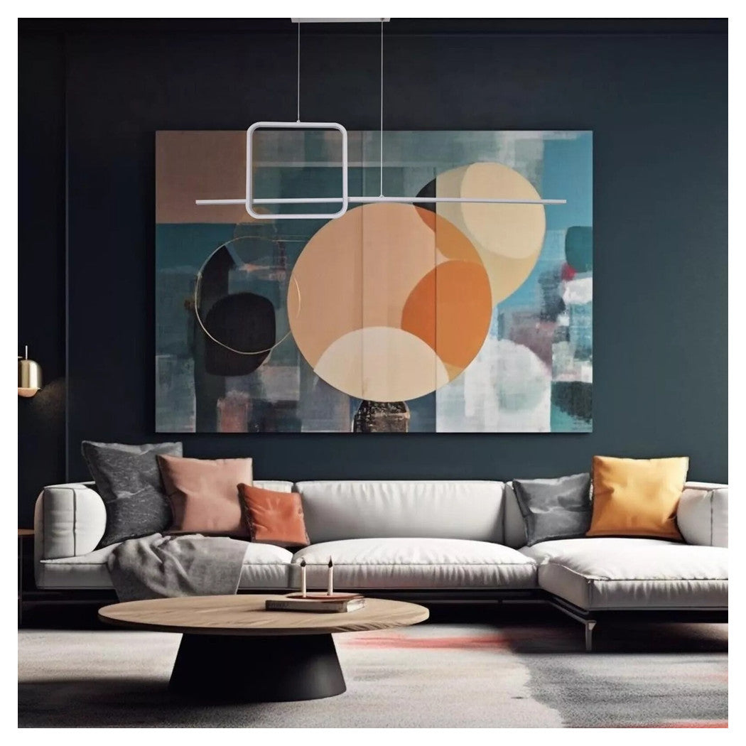 Trade Shop - Lampadario A Sospensione Led 48w Design Quadrato Linea Bianco Ip20 Luce 4000k 33559         