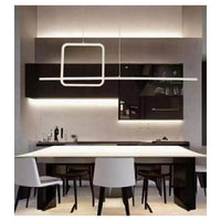 Trade Shop - Lampadario A Sospensione Led 48w Design Quadrato Linea Bianco Ip20 Luce 4000k 33559         
