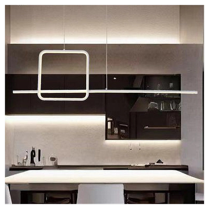 Trade Shop - Lampadario A Sospensione Led 48w Design Quadrato Linea Bianco Ip20 Luce 4000k 33559         