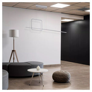 Trade Shop - Lampadario A Sospensione Led 48w Design Quadrato Linea Bianco Ip20 Luce 4000k 33559         