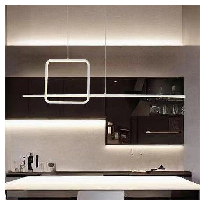 Trade Shop - Lampadario A Sospensione Led 48w Design Quadrato Linea Moderno Bianco Ip20 Lampada 01172         