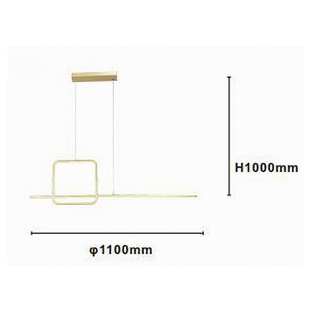 Trade Shop - Lampadario A Sospensione Led 48w Design Quadrato Linea Oro Ip20 Cucina Luce 4000k 33535         