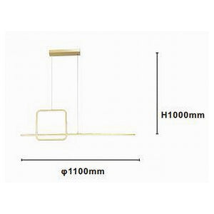 Trade Shop - Lampadario A Sospensione Led 48w Design Quadrato Linea Oro Ip20 Cucina Luce 4000k 33535         
