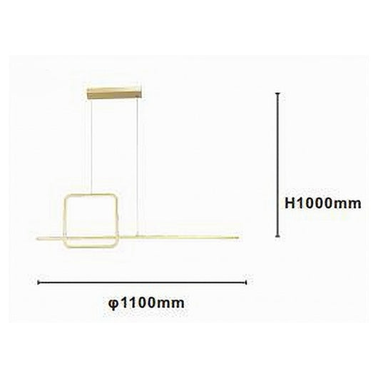 Trade Shop - Lampadario A Sospensione Led 48w Design Quadrato Linea Oro Ip20 Cucina Luce 4000k 33535         