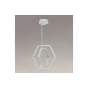 Trade Shop - Lampadario A Sospensione Led 48w Esagonale Effetto Cristallo Moderno Bianco 31838 -