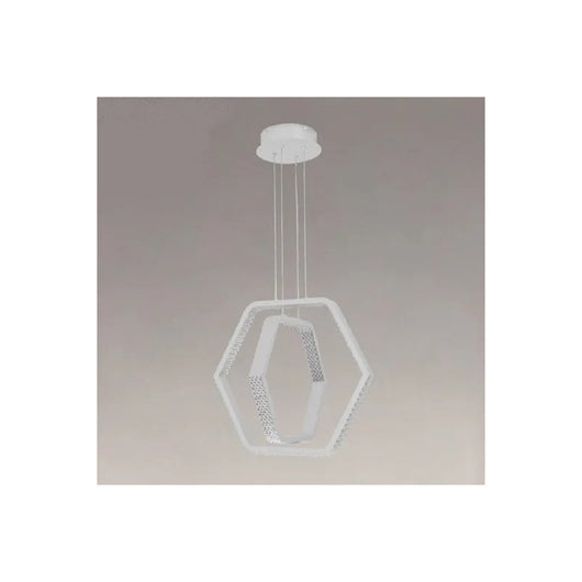 Trade Shop - Lampadario A Sospensione Led 48w Esagonale Effetto Cristallo Moderno Bianco 31838 -