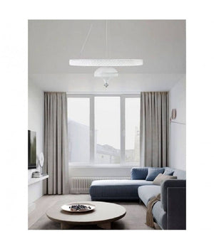 Lampadario A Sospensione Led 50 W Bianco Anello Sospeso Effetto Cristallo Lp-17b         