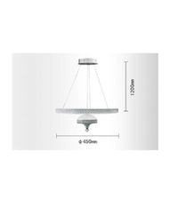 Lampadario A Sospensione Led 50 W Bianco Anello Sospeso Effetto Cristallo Lp-17b         