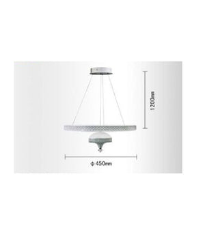 Lampadario A Sospensione Led 50 W Bianco Anello Sospeso Effetto Cristallo Lp-17b         