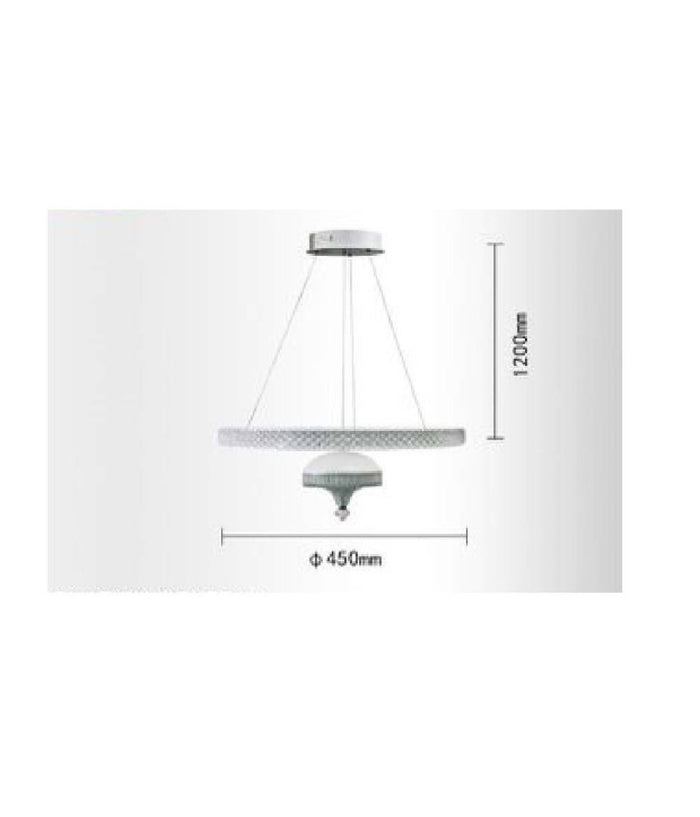 Lampadario A Sospensione Led 50 W Bianco Anello Sospeso Effetto Cristallo Lp-17b         