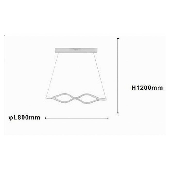 Trade Shop - Lampadario A Sospensione Led 58 W Onda Infinito Cristallo Ondulato Bianco 32125         