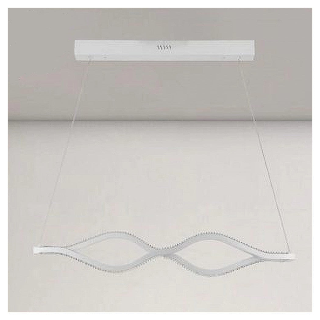 Trade Shop - Lampadario A Sospensione Led 58 W Onda Infinito Cristallo Ondulato Bianco 32125         