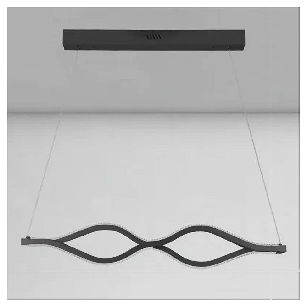 Trade Shop - Lampadario A Sospensione Led 58 Watt Onda Infinito Cristallo Ondulato Nero 32132         