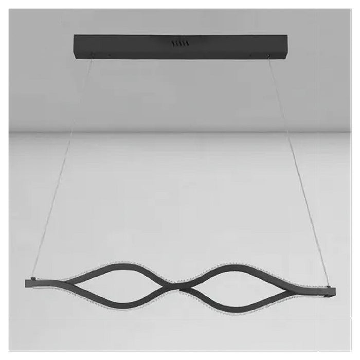 Trade Shop - Lampadario A Sospensione Led 58 Watt Onda Infinito Cristallo Ondulato Nero 32132         