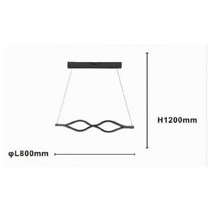 Trade Shop - Lampadario A Sospensione Led 58 Watt Onda Infinito Cristallo Ondulato Nero 32132         