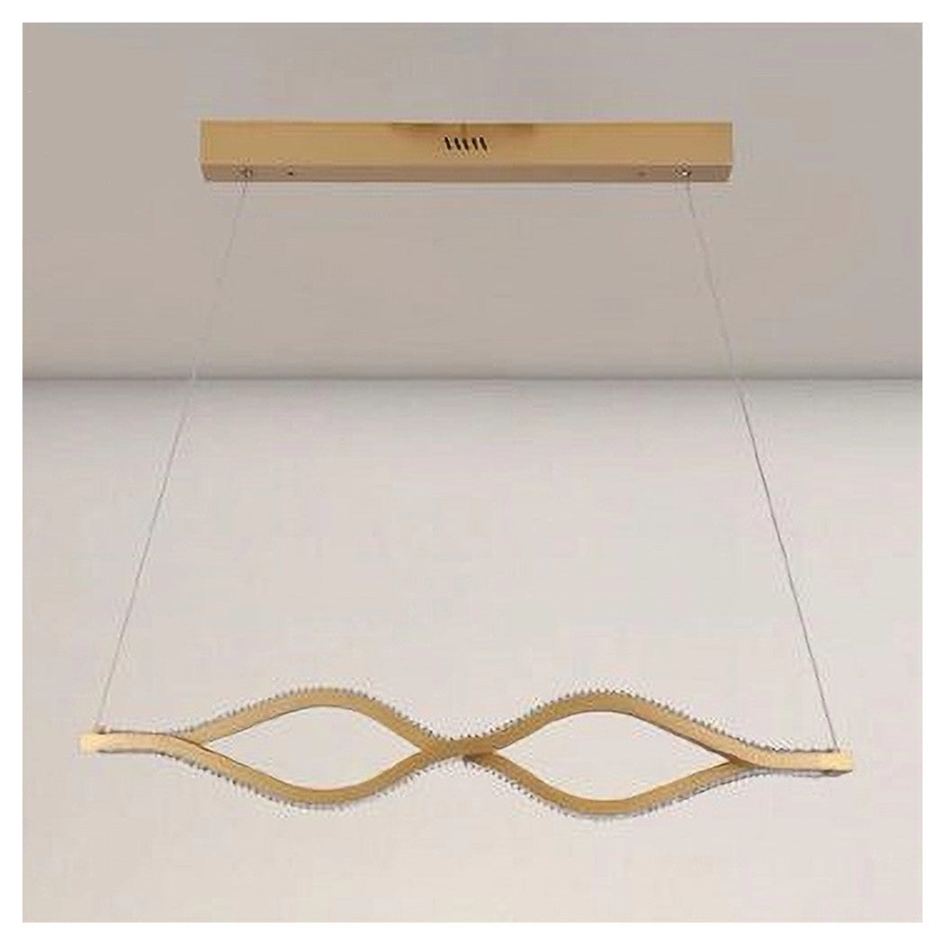 Trade Shop - Lampadario A Sospensione Led 58 Watt Onda Infinito Cristallo Ondulato Oro 32149         