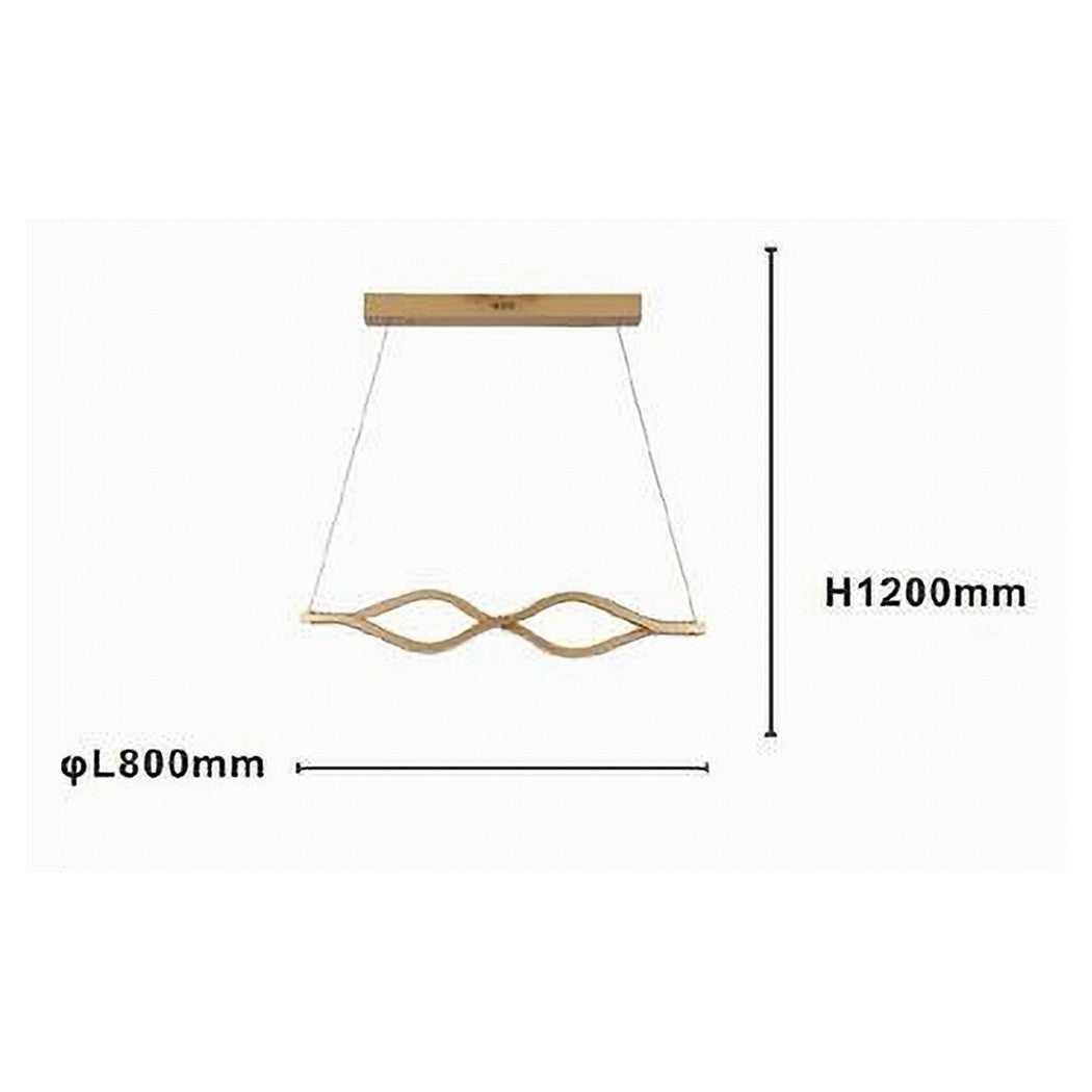 Trade Shop - Lampadario A Sospensione Led 58 Watt Onda Infinito Cristallo Ondulato Oro 32149         
