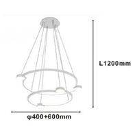 Trade Shop - Lampadario A Sospensione Led 60w 2 Cerchi Con Telecomando Design Moderno Bianco 71101         