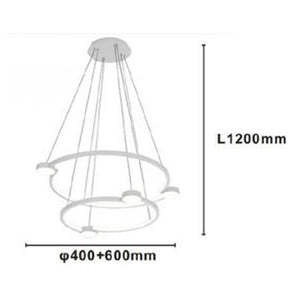Trade Shop - Lampadario A Sospensione Led 60w 2 Cerchi Con Telecomando Design Moderno Bianco 71101         
