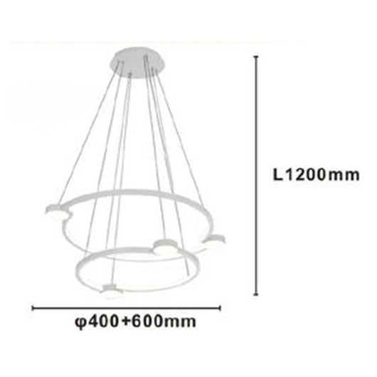 Trade Shop - Lampadario A Sospensione Led 60w 2 Cerchi Con Telecomando Design Moderno Bianco 71101         