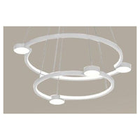 Trade Shop - Lampadario A Sospensione Led 60w 2 Cerchi Con Telecomando Design Moderno Bianco 71101         